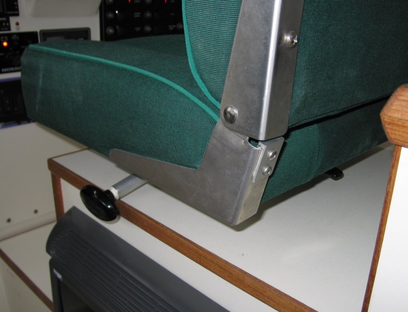 (Sea Skipper) Pilots seat raised 2-3/4?, swivels & slides and back of seat can be adjusted for a more vertical posture.
