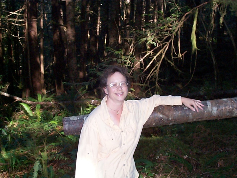 (seabran) Karen while hiking at Prideaux Haven.