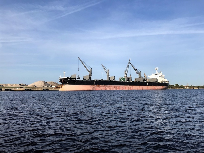 Self loading ship with it\'s own cranes.