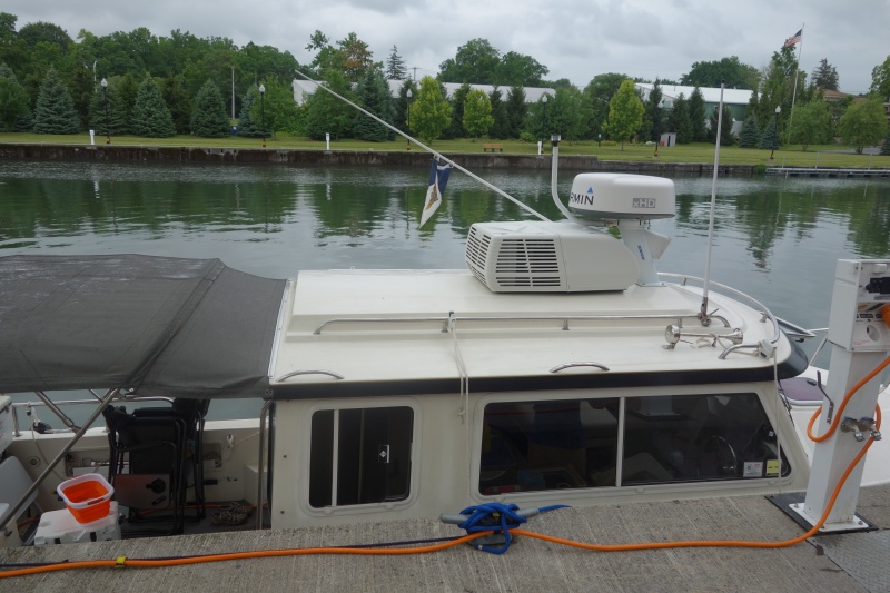 Seneca Falls walls, flying the Pensacola Navy Yacht Club burgee.