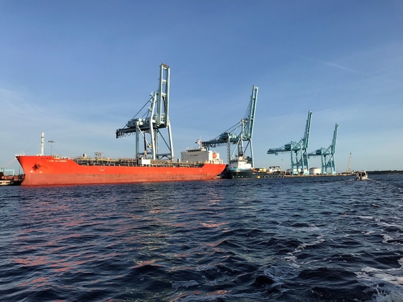 Shipping terminals on the St. Johns just east of Jacksonville.