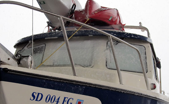 Snow on Wild Blue\'s windshield