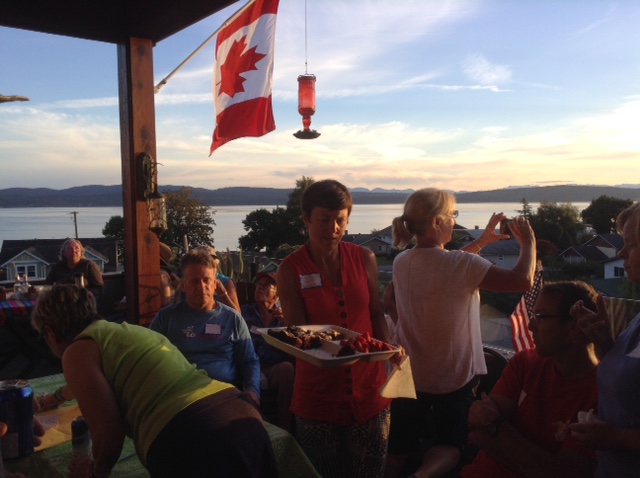 socializing on Ron & Anne's deck - awesome evening