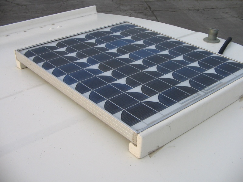 Solar panel mounted at rear of cockpit cover.
