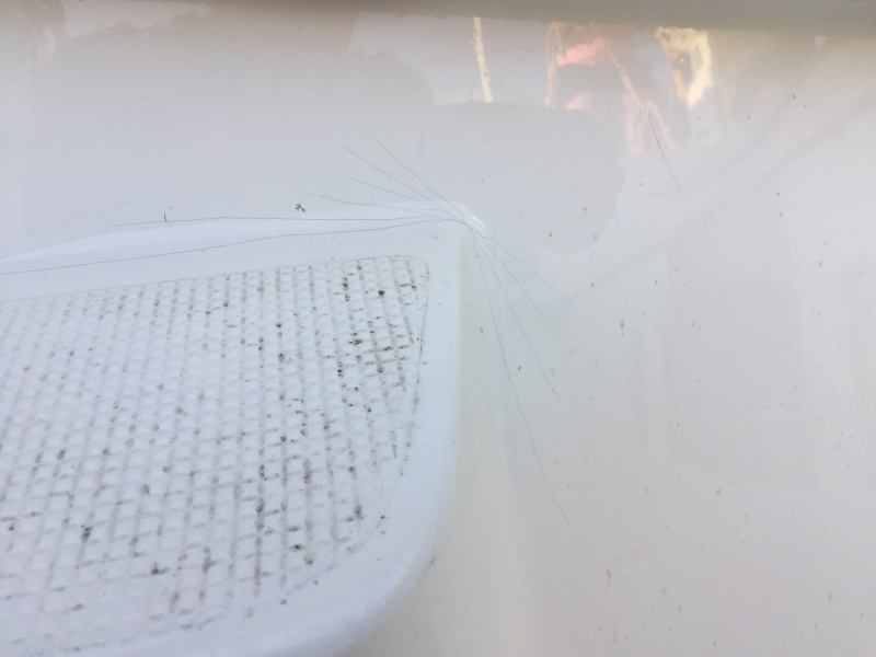 Spider cracks on starboard side of cockpit