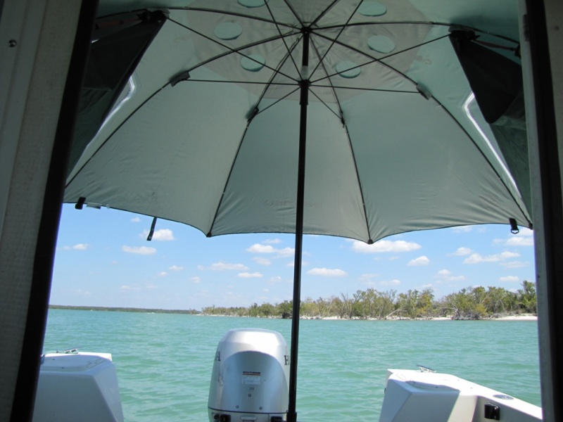Sport Brella as a Bimini at anchor