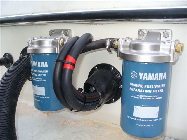 Stainless Steel Jumbo 10Micron Water Seperators....fuel lines routed thru engine control connection lines
