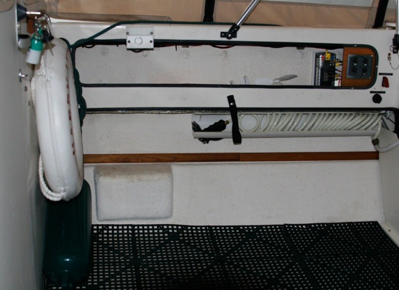 Starboard Cockpit with teak batten and new dri dek.