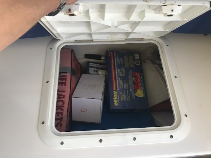 Starboard side under bench seat