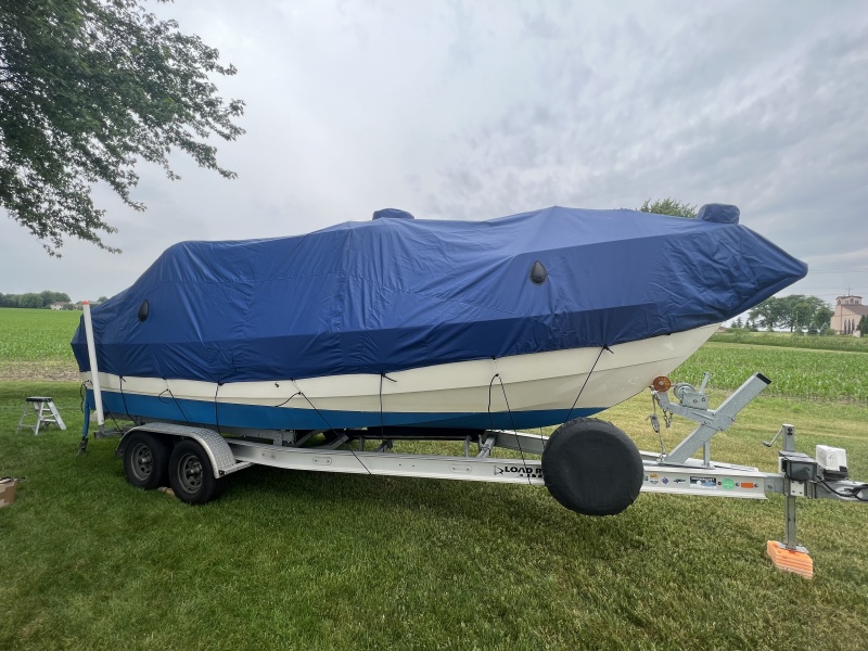 Starboard side view, new custom cover