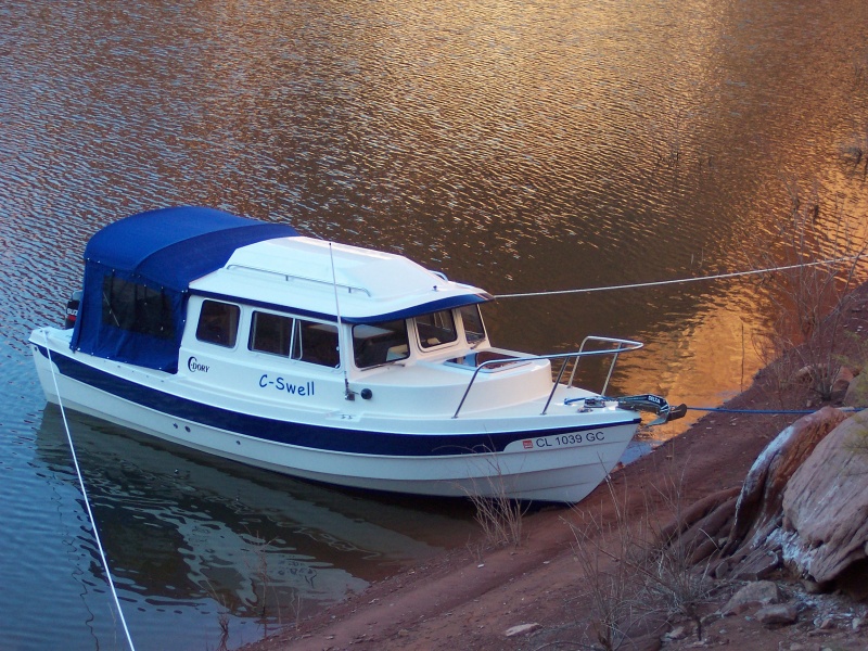 Starboard side view of Sea Swell beached for the night in Cedar Canyon 11-12-10