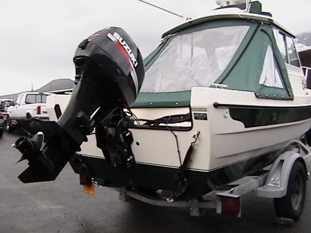 Starboard view of transom before swim step  installed