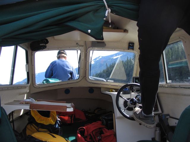 Steering from the fly bridge.