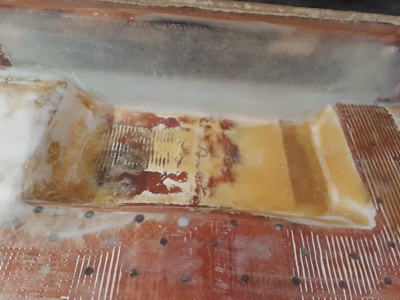 sump area sanded and ready for extra layers of glass