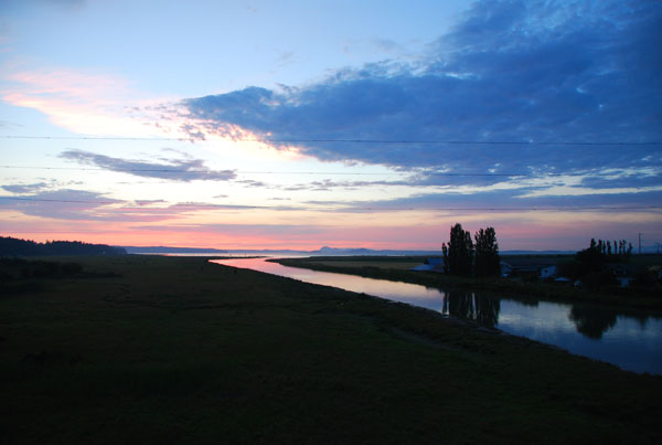 Sun sets over La Conner