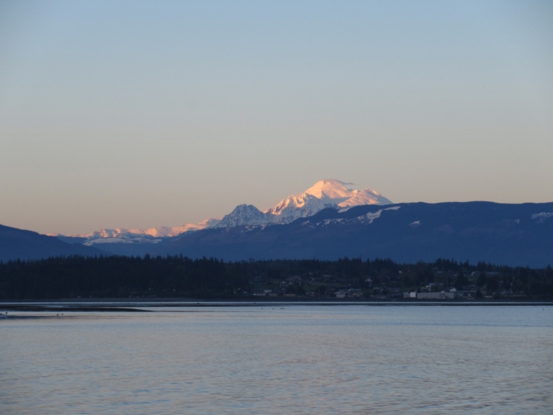 Sun setting on Mount Baker