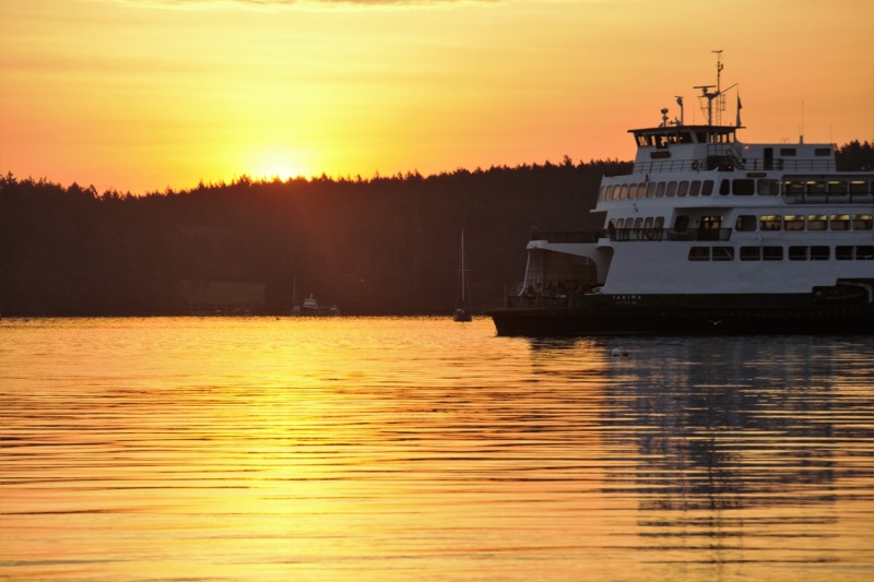 Sunrise as one ferry leaves