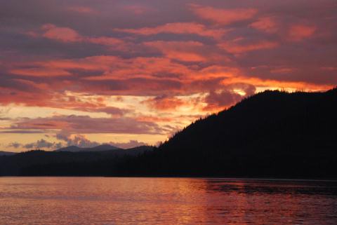 Sunset on the way back to Wrangell