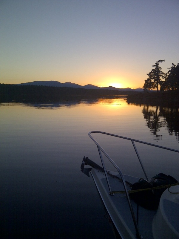 Sunset over the bow, Conover Cove, September 9, 2013