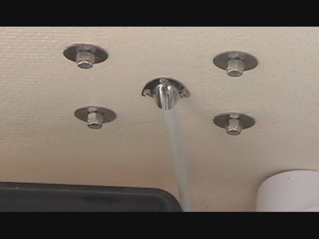 (Swee Pea) 
Radome mount (5") bolted with washers through the roof and wire routed.  I intend to use adhesive to secure wire to roof.