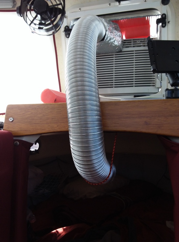 The 3" diameter hose is a separate 3' length (although stretchable as desired)  that easily slides onto the funnel cover.  The 2 separate parts came from Lowe's and were in the area where you find dryer parts.  By keeping the funnel cover and hose separate parts they easily come apart for storage.