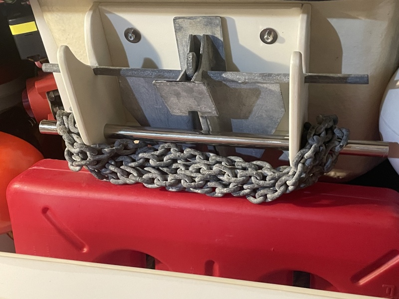 .the anchor drops in and holds securely... it pops right out when needed in a hurry...