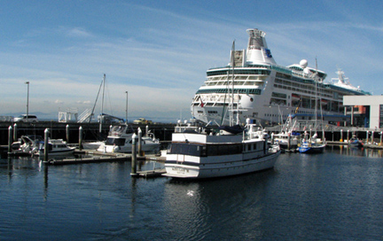 The cruise ship is getting ready to leave