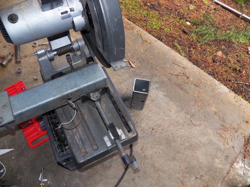 The first thing that I did was remove the old hitch and shorten the tongue.  The new disc brake actuator was 6 inches longer than the original hitch and I thought the tongue was already too long.