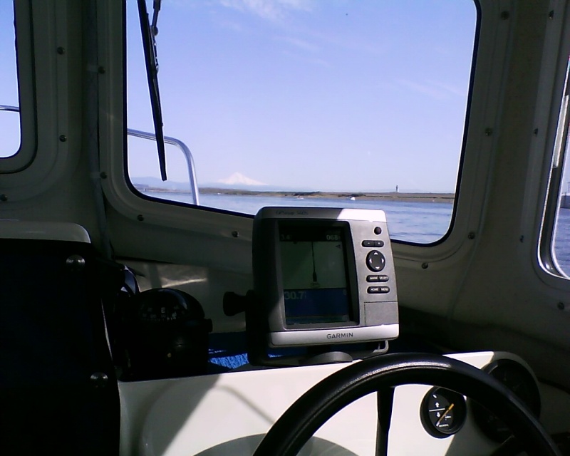 The helm with Garmin, etc
