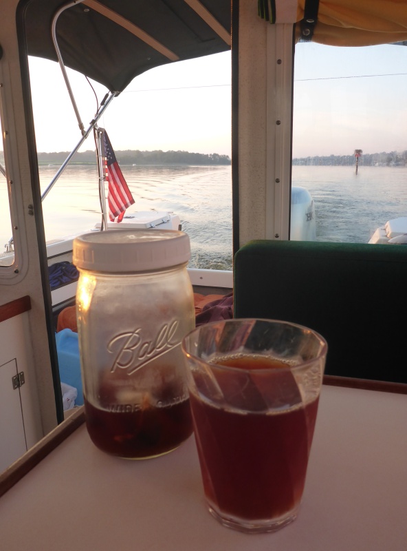 the hot chain left on deck to dry in the small crate is a perfect place to make sun tea