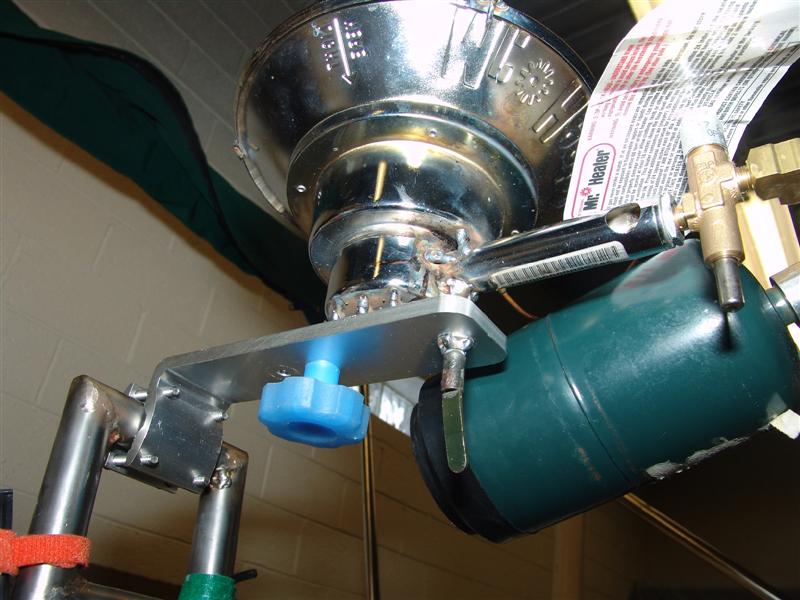 The knobs were things I had handy. I also welded Mr. Heater to stop rattles and increase strength.