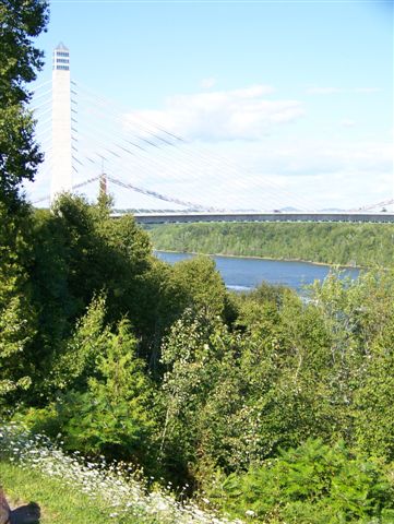 The Penobscot Narrows Bridge, which people "from away" think is the beginning of Downeast Maine (which really starts at the Tauton River bridge some 40 miles further east).