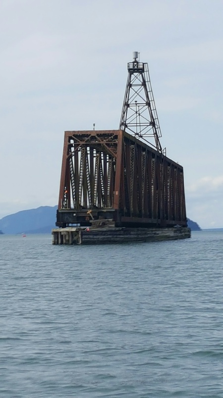 The railroad bridge at the entrance to Padilla Bay and Twin Bridges Marina