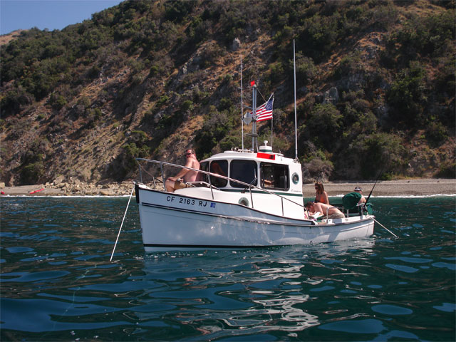 The Rub"N"Tug party barge anchored at frog rock.