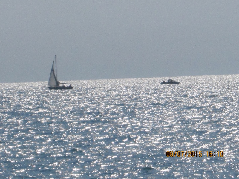 The stickboat and the stinkpot cross courses.