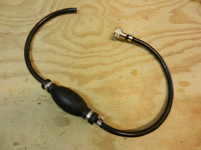 Then I made up a short hose with a primer bulb on it to pump the gas.