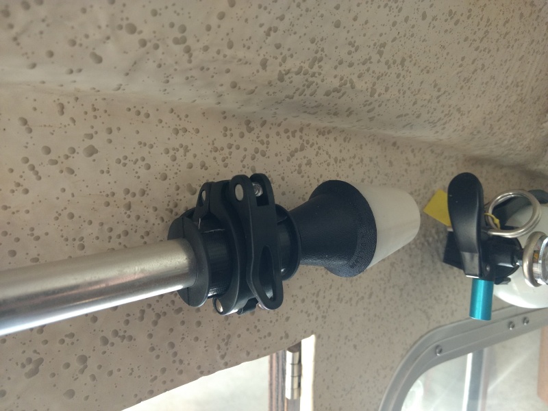 Then I used 2 of the other clamps to mount the anchor/running light above the door.