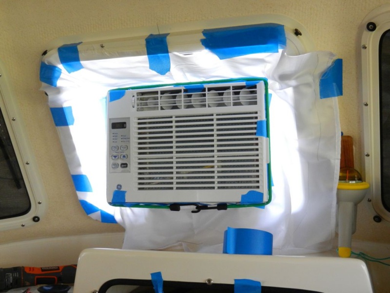Then we started measuring for a "sock" to seal up the air as best we could.