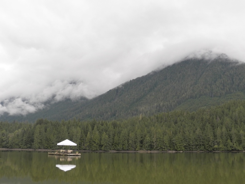 There is a fly-in lodge that caters to fly fishermen, taking them up to the high lakes.  Apparently, they also bring clients to this bear watching float, complete with lawn furniture and ice chests.