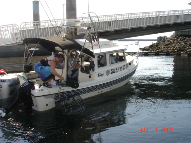 This is how Tom trolls for crab in the boat basin on the SUSAN E
