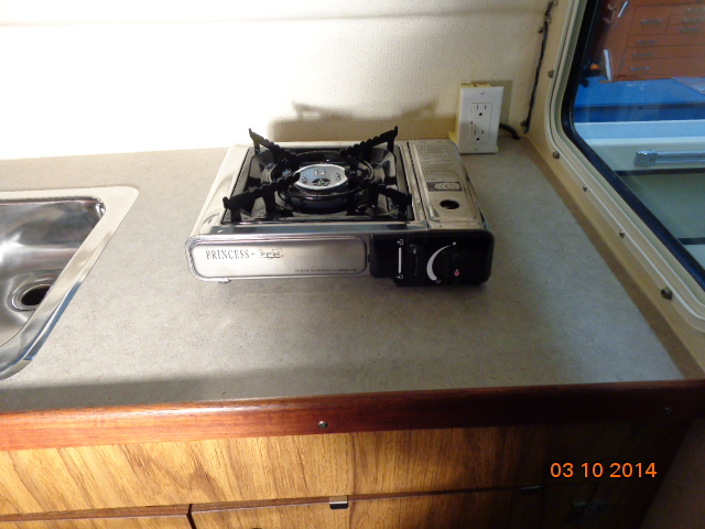 This is the portable butane stove that we use while boating.