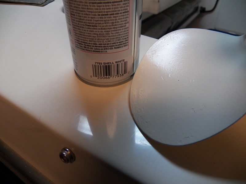 This is the Rustoleum paint that I used.  I sprayed my spare prop to see how close it was to the C Dory gel coat color.