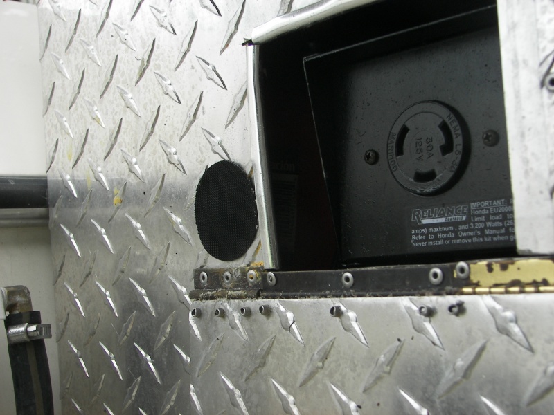 This is where I plug in the boat's shorepower, twist-lock plug.  The flap protects from rain.