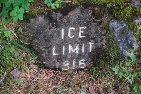 This is where the face of the Mendenhall Glacier was in 1916