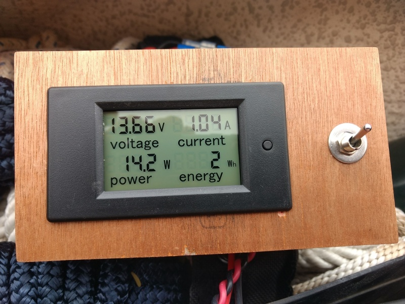 This shows AMPs going into the battery (toggle switch in up position). We are totally clouded over this afternoon so input is weak.