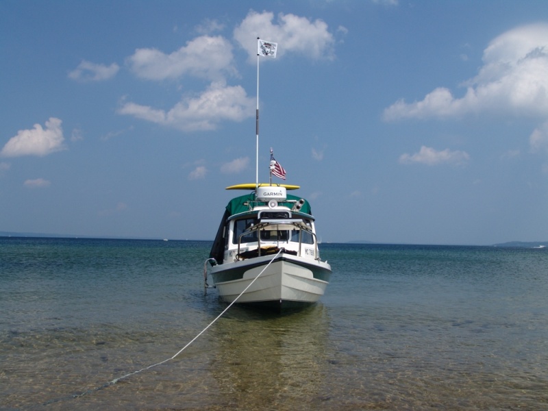 To the right of the boat you can see the island we stayed at last night. A little over 7 miles away.