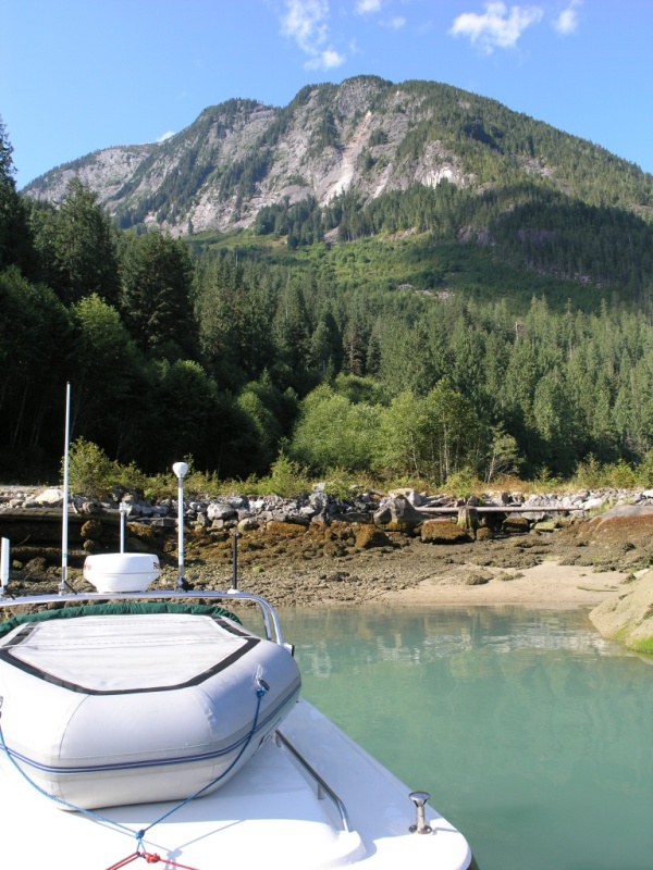 Toba Inlet 2.JPG

Water is milky green from glacial melt.  Can't see the bottom and depth finder tends to read the boundary area between fresh & salt or about 3'.