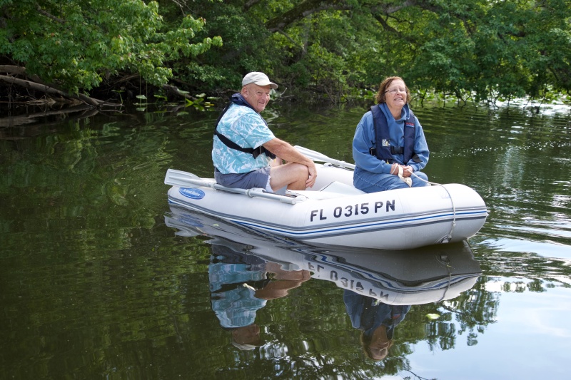 Tom and Joyce in the dinghy