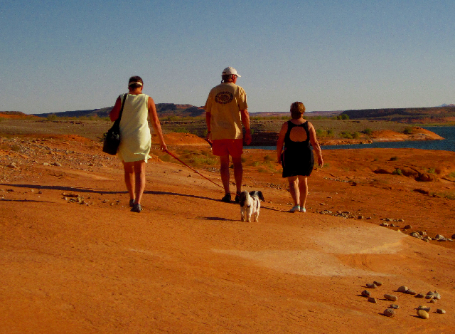 Toni, Russ, Patty and Baxter Go for a Walk Above Bullfrog Bay 9-19-10