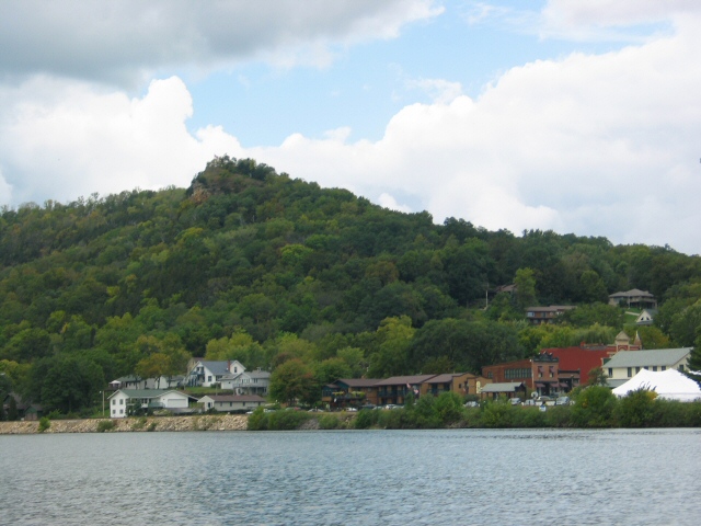 Town, railroad hills